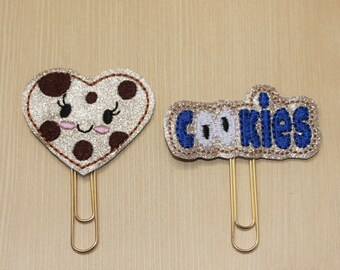 Cookies glitter vinyl planner paperclip set, Cookies set of paperclips, Heart shaped cookie paperclip, planner paperclip accessories
