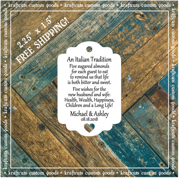 Jordan Almond Favor Tags #793 FREE SHIPPING!