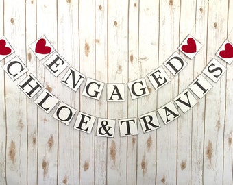 ENGAGEMENT BANNER, engaged sign, engagement sign, engaged banner, engagement name banner, engaged name sign, wedding banner, wedding decor
