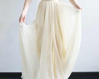 silk and chiffon gown with spaghetti straps