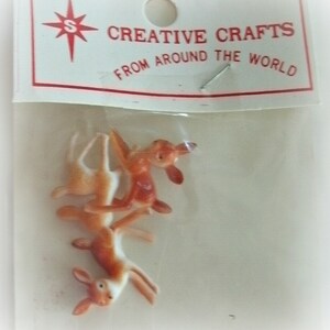 3 deer miniature teeny tiny REINDEER decoration 1 in NIP scenes diaramas crafts vintage
