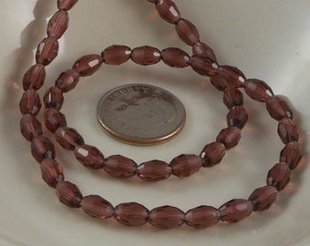 Czech Glass Oval Melon Beads 6x4mm Amethyst (20 pk) SRB-6x4OM-AMTH