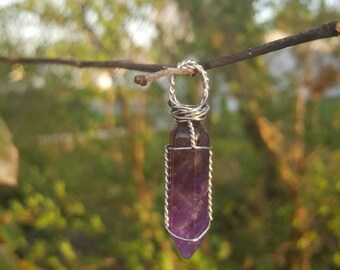 Double Terminated Amethyst Wire Wrapped Pendant