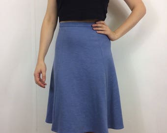 Vintage 70s Pastel Blue A-Line Winter Geek Secretary Skirt 8