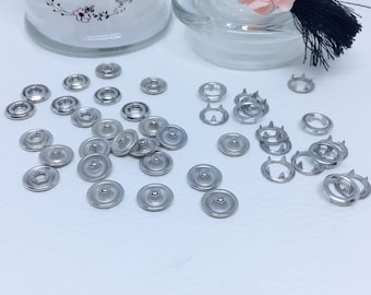 Diameter 10 mm grey color set of 20 snaps