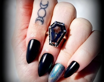 Coffin Gem - 5ct Coffin Ring - Halo Setting