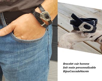 leather bracelet for men black adjustable unisex men gift