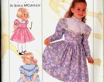1980s Partial Cut Gunne Sax Girls Dress Jessica McClintock Simplicity 9438 Size 3 4 5 6 Vintage Sewing Pattern