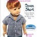 Button Down Shirt Devon for 18 inch Doll Pattern American Girl Our Generation Unisex Boy or Girl Doll Appletotes & Co.