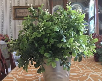 Artificial Boxwood in Metal Pot