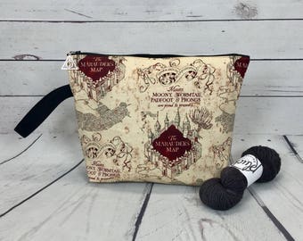 Harry Potter Marauders Map project bag for knitting and crochet