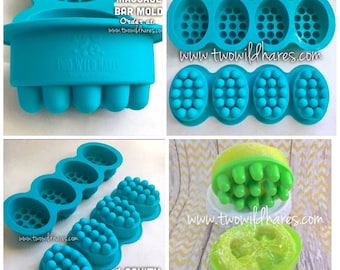 MASSAGE BAR Silicone Soap Mold, 4-4.5 oz Cavities, Professional Grade Mold, Two Wild Hares