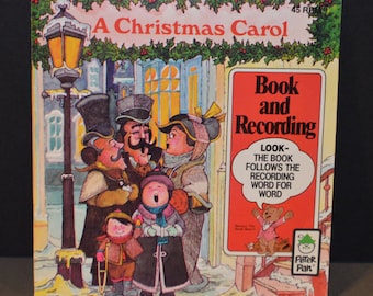 Peter Pan Record A Christmas Carol 45RPM Record and Book