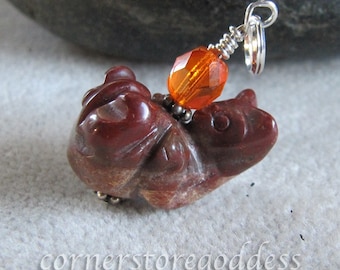 Cornerstoregoddess Jasper Halloween Pumpkin Kitty Cat Charm