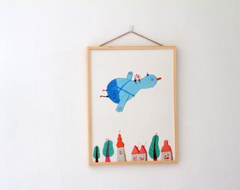 Blue Bird BIG PRINT , home decor , wall art