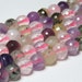 Faceted Round Bead Mix. Rose Quartz, Amethyst, Green Rutilated Quartz. 6mm. 15.5" Strand.
