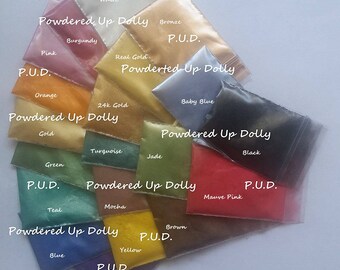 Mica Pigment Lot of 20 Soap Making, Mineral Makeup, Eye, Lip, Lotion Shimmer Powder Samples 1g Each All Colors
