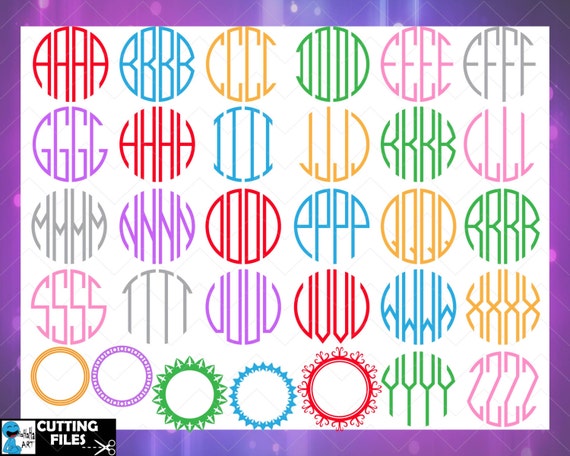 Download Circle Monogram Alphabet 4 letters Cutting files SVG dxf eps