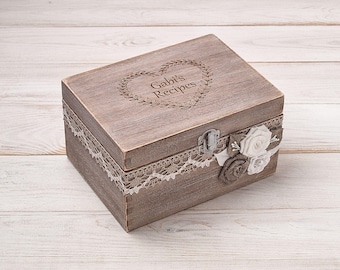 Recipe Box Personalized Recipe Card Box Wood Recipe Holder Recipe Storage Housewarming Gift Wedding Shower Decor Mothers Day Christmas Gift