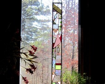 Wonderful stained glass panel springtime gift home decor glass art home and living suncatcher
