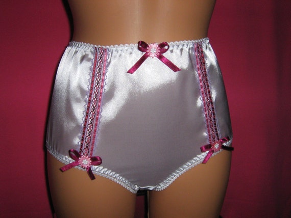 Vintage Retro Style Shiny White Satin PantiesKnickersSatin