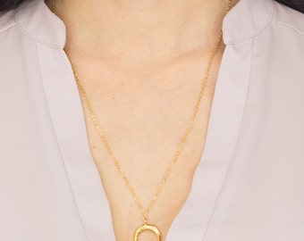 Gold Crescent Moon Necklace, Gold Vermeil Jewelry, Minimalist Jewelry, Layering Necklace, Moon Pendant, Gold Charm Necklace, Gift for Her
