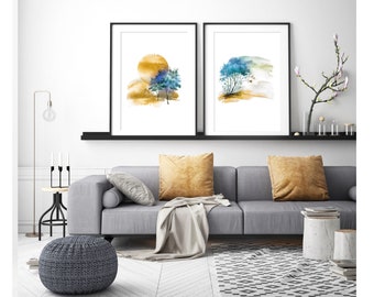 Abstract landscape, large wall art, landscape watercolor, large abstract art, watercolor art, modern painting, modern abstract art, wall art