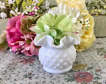 Milk Glass Vase Hobnail Vase Small Vase Wedding Vases for Wedding Fenton Milk Glass Hobnail Milk Glass Vase White Vase Miniature Vase White
