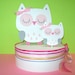 Owl Cake Topper/ Momma & Baby/ Baby Shower/ Happy Birthday/White with Pink
