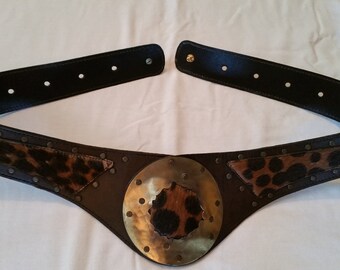 Vintage 1980's Faux Leopard Belt