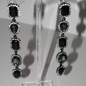 Crystal Chandelier Black and Dirty Diamond earrings