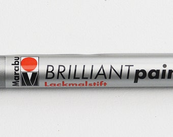 Marabu Brilliant Painter Fine Metallic SILVER Paint Pen,Fast Drying on many materials,Solvent based. Free UK Post