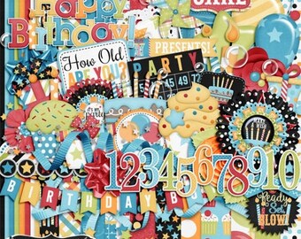 On Sale 50% Birthday Wishes Boy Digital Scrapbook Kit