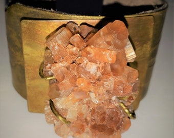 Etched brass Aragonite cuff