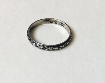 vintage uncas: a sterling floral band, size 4.75