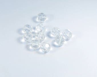 PE211 - Set of 10 clear faceted glass beads