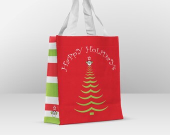 Happy Holidays Christmas Tree Reusable Gift Bags