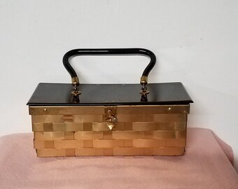Vintage 1950 Dorset Rex Lucite and Metal Purse in Black