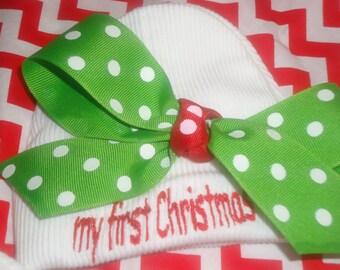 My First Christmas girl's baby hat