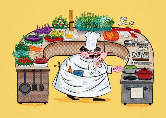 YES CHEF! - art poster print by Oliver Lake - iOTA iLLUSTRATiON