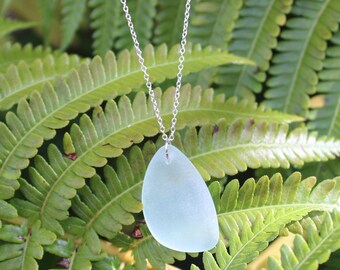 Beach Glass Necklace, Seafoam Green Beach Glass and Pearl Necklace - Beach Glass, Sea Glass, Beach Wedding, Beach Glass, Bridesmaids
