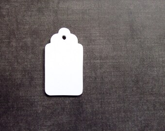 30 Medium White Tags, Gift Tags, Party Favor Tags, Weddings, Showers, Scalloped