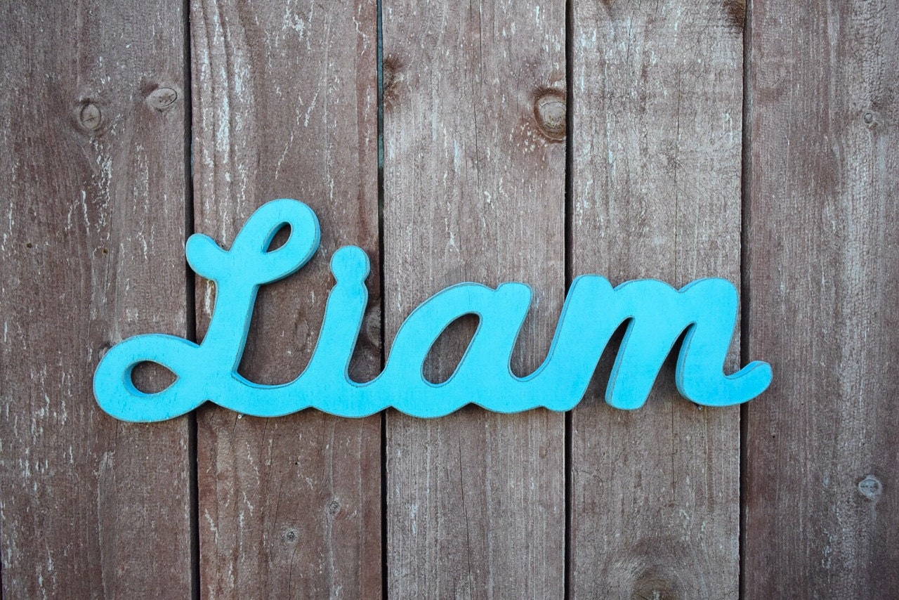 Liam Baby nombre muestra de madera Shabby Chic Nursery Decor
