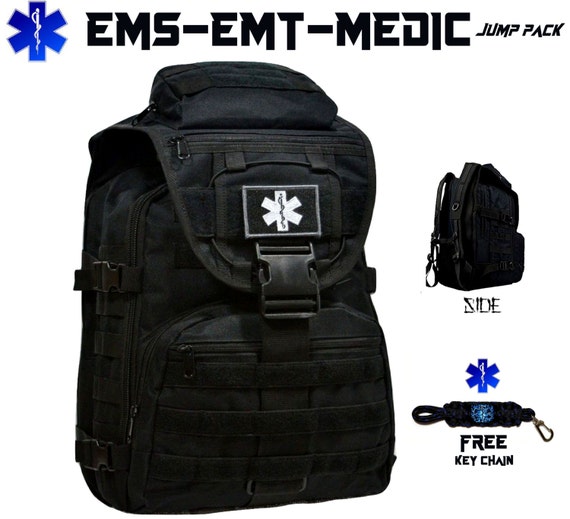 Custom EMT EMS MEDIC On Duty / Off Duty Backpack in Black with