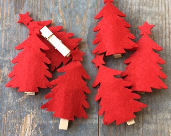 6 red Christmas tree Christmas tree fabric clip