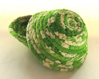 Limeade Bowl -- Itty Bitty // Handmade Coiled Fabric Basket Clothesline Home Decor Stocking Stuffer Gifts Under 5