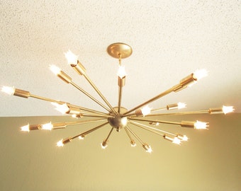 Large 24 Arm Sputnik Light Atomic Mid Century Starburst Chandelier UL Listed