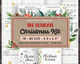 B6 TN Inserts - Christmas Planner Kit Printable, Travelers Notebook Inserts, Travelers Journal, DIY Holiday Planning Set, Foxy Fix #3, PDF