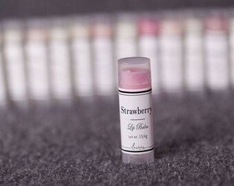 Strawberry Lip Balm, Natural Lip Balm, Handmade Lip Balm, Lip Gloss, Beeswax Lip Balm, Natural Chapstick, Strawberry, Flavored Lip Balm