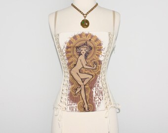 DOLCE & GABBANA Vintage Lace Up Cotton Bustier Iconic Lingerie Corset